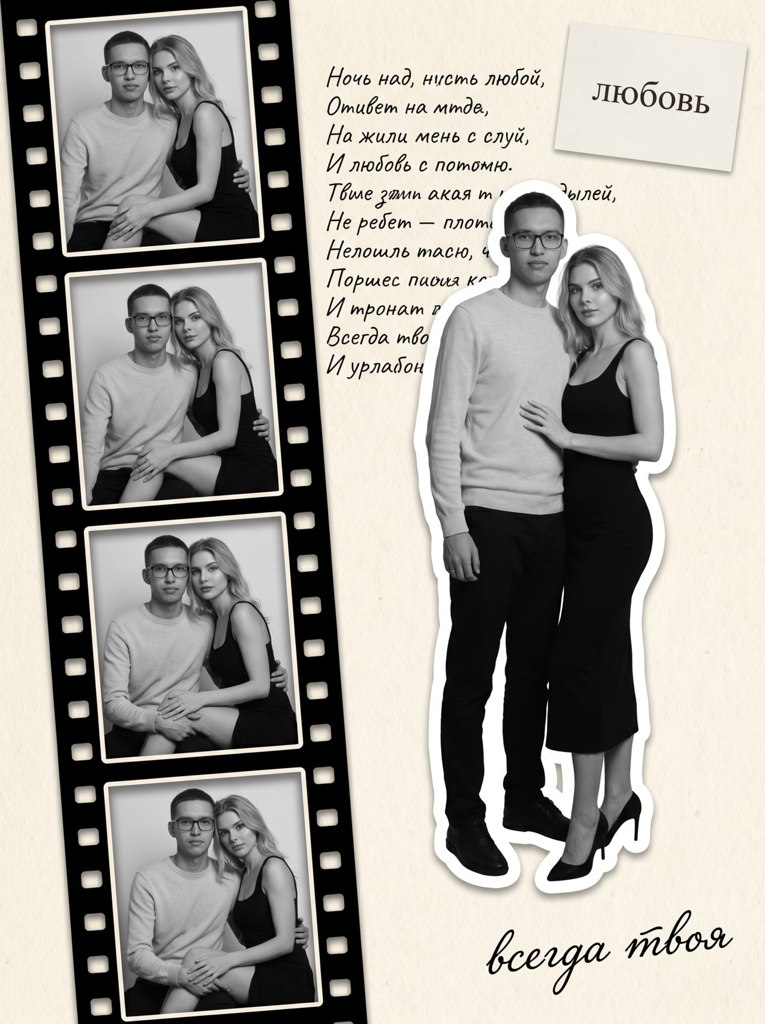 Collage for semejnyh photo AI effect result example 1