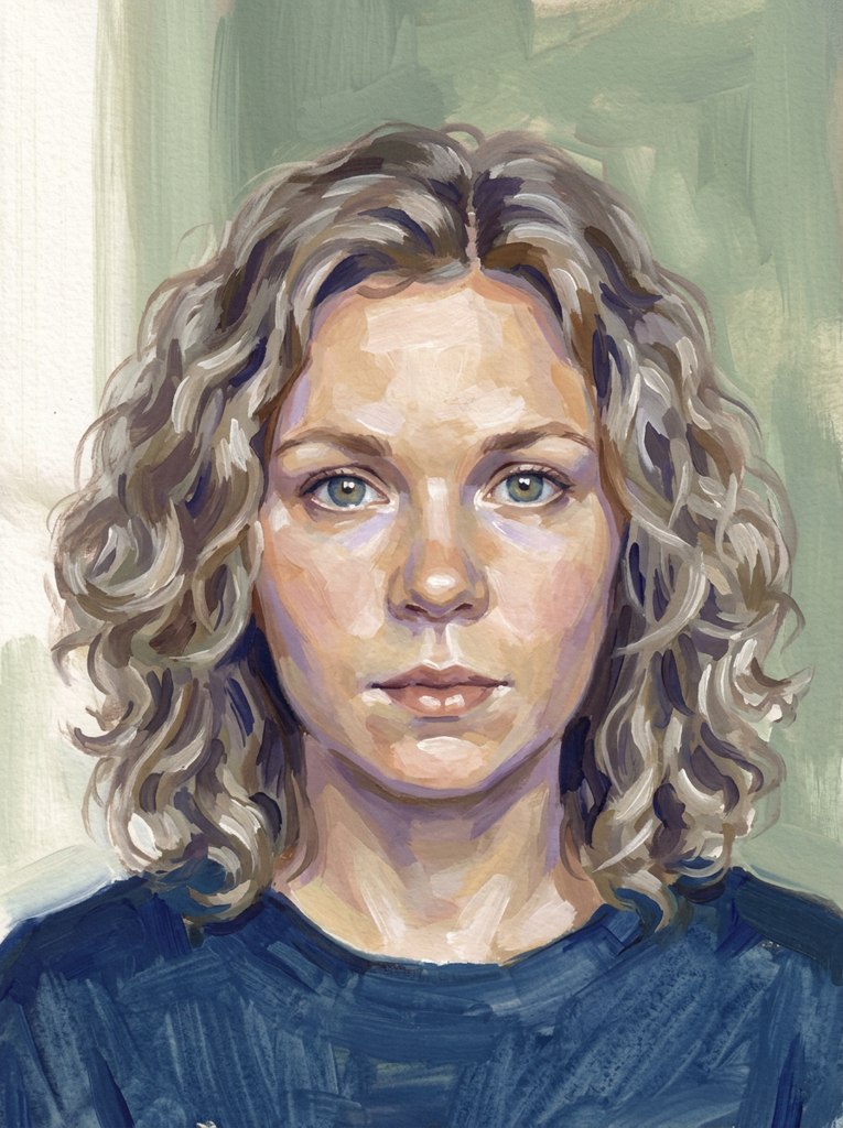 Portrait guash uroki tehniki AI effect result example 1