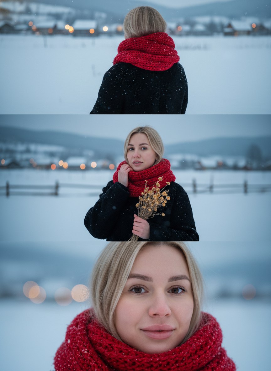 Winter portrait collage sharf AI effect result example 1
